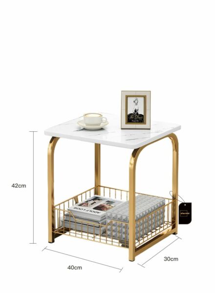 طاولة جانبية مع سلة تخزين