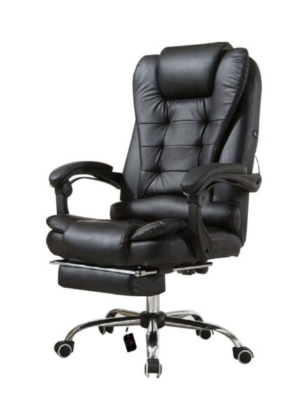 كرسي مكتب كلاسي - اسود وفضي