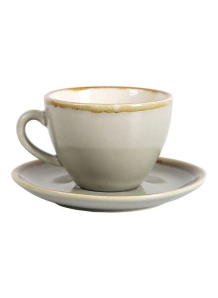 طقم كوب كوفينا مع صحن - رمادي فاتح