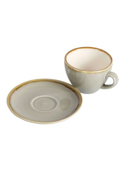 طقم كوب كوفينا مع صحن - رمادي فاتح