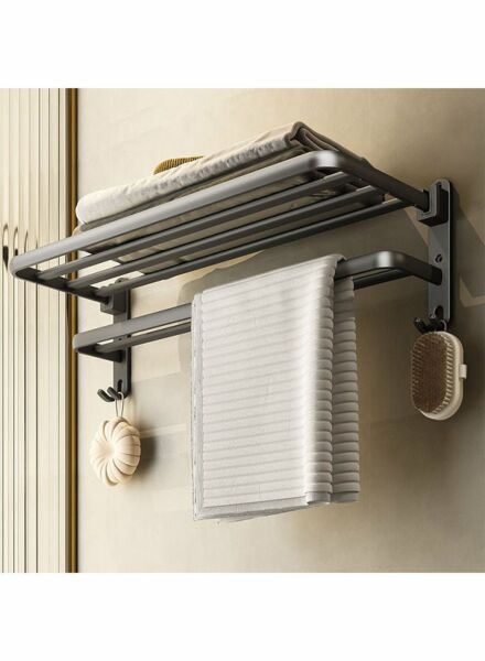 حامل مناشف تولا طبقتين - اسود