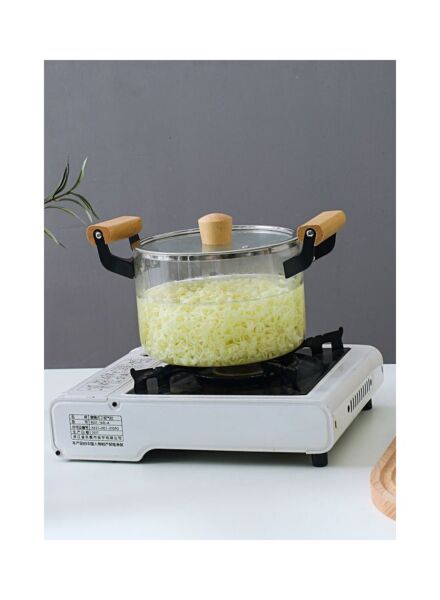 قدر زجاجي شفاف مع غطاء شور - 3 ونصف لتر