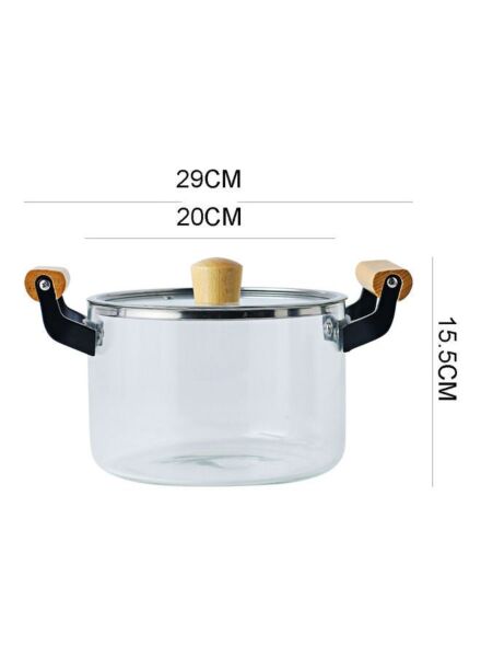 قدر زجاجي شفاف مع غطاء شور - 3 ونصف لتر