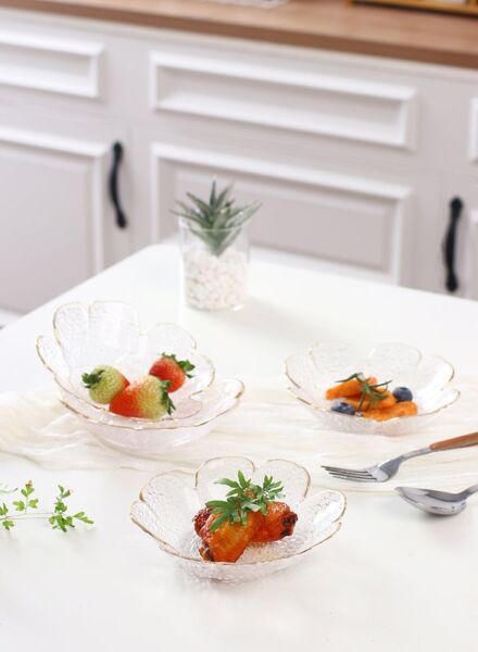 طقم صحون حلى زجاجية من شور - 4 قطع - شفاف