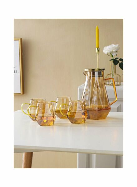 طقم ابريق وأكواب - شفاف