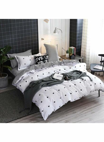 طقم غطاء لحاف هارتي - ابيض واسود