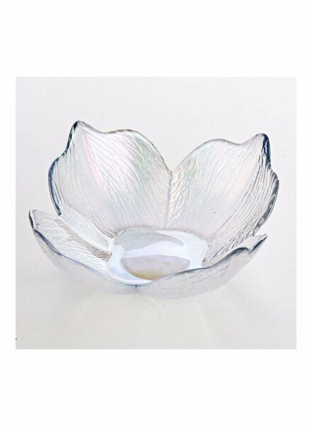صحن عميق بتصميم زهرة الزنبق - زجاجي شفاف