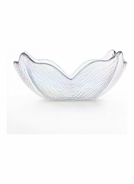 صحن عميق بتصميم زهرة الزنبق - زجاجي شفاف