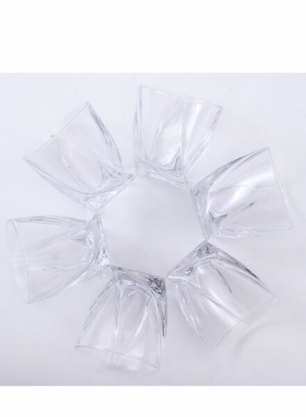 طقم كاسات تويستر 6 قطع - زجاجي شفاف