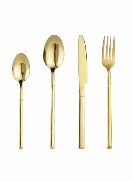 طقم أدوات مائدة من الستانلس ستيل - ذهبي