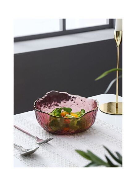 سلطانية من الزجاج لسلطة الفاكهة - أحمر