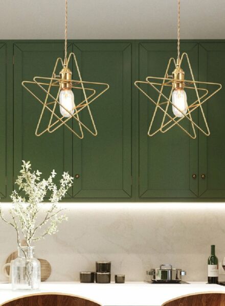 إنارة معلقة شكل نجمة - ذهبي