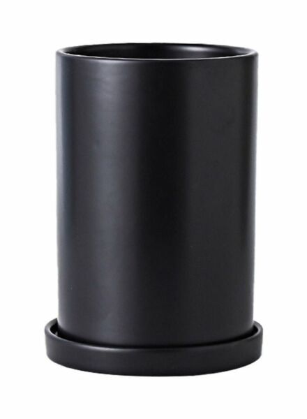 مركن زرع مع صينية لون أسود