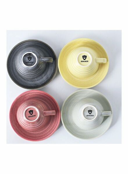 طقم فناجين قهوة مع صحون من السيراميك - 4 أشخاص