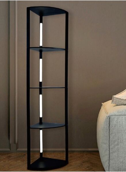 مصباج ارضي مع ارفف تخزين - اسود