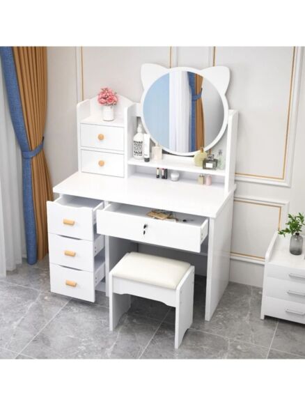 طاولة تزيين مع مرآة LED - ابيض