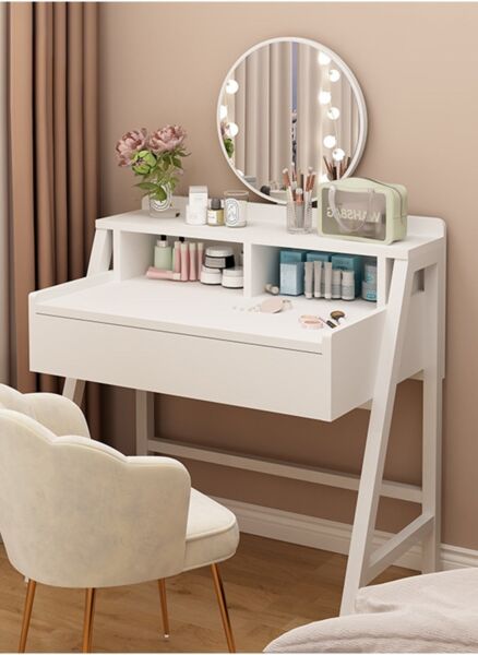 طاولة تزيين مع مرآة LED ميزو - ابيض