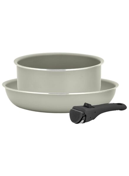 طقم مقلاة ووعاء ألمنيوم مع مقبض قابل للفصل من شاربدو - كريمي