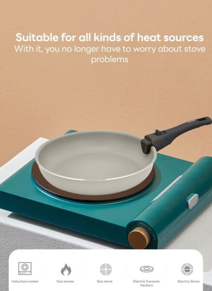 طقم مقلاة ووعاء ألمنيوم مع مقبض قابل للفصل من شاربدو - كريمي