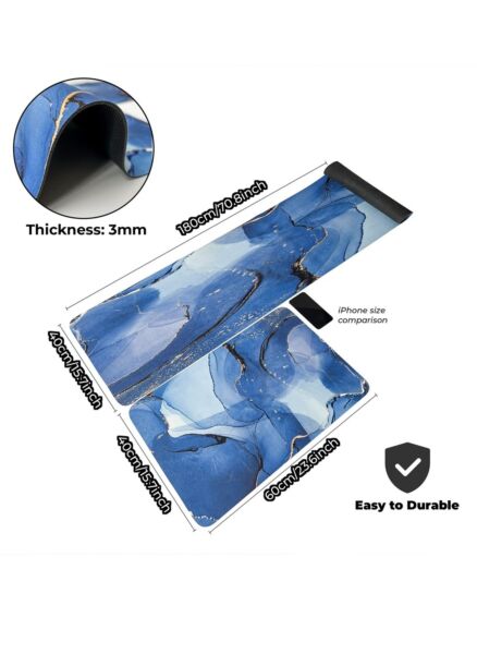 مجموعة سجادات مطبخ من الميكروفايبر قطعتين ازرق