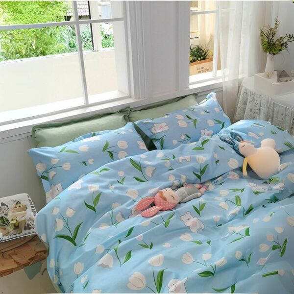 طقم غطاء سرير من 4 قطع شاربدو - ازرق ومتعدد الالوان