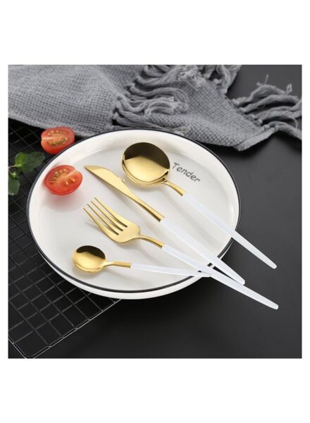 طقم أدوات مائدة من صن هوم 4 قطع - أبيض وذهبي