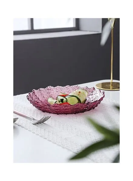 طبق تقديم زجاجي من شور - أحمر