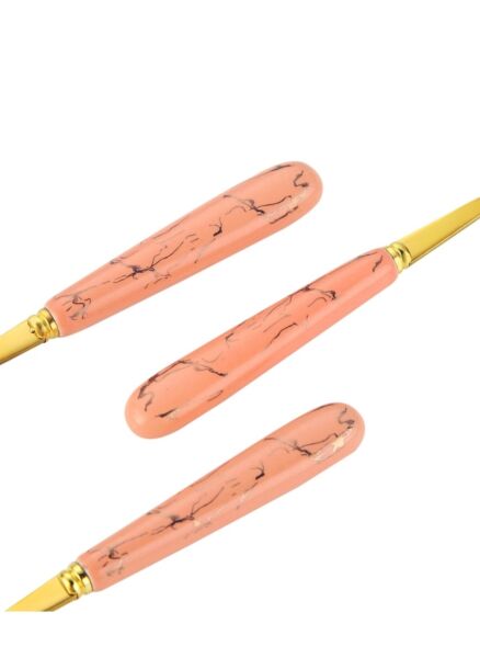 طقم أدوات مائدة صن هوم 24 قطعة مع حامل وردي