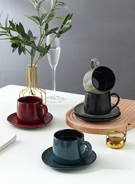 طقم فنجان قهوة من شور 8 قطع - متعدد الألوان