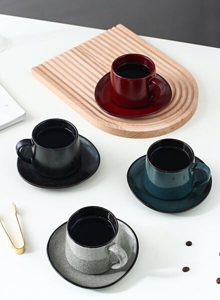 طقم فنجان قهوة من شور 8 قطع - متعدد الألوان