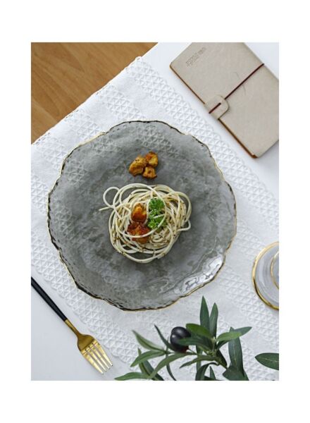 طبق تقديم مموج من شور - رمادي