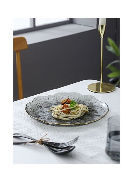 طبق تقديم مموج من شور - رمادي