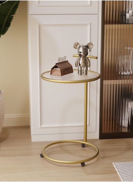 طاولة جانبية مستديرة شفافة باطار معدني