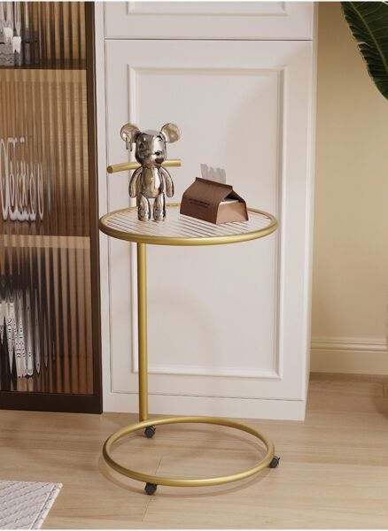 طاولة جانبية مستديرة شفافة باطار معدني