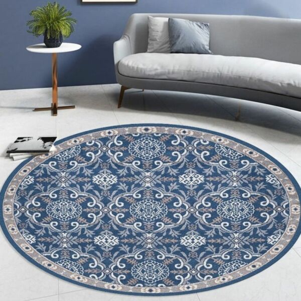 سجادة بوهيمي مستديرة من شاربدو 120x120 سم - ازرق