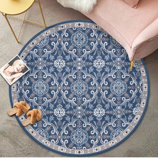 سجادة بوهيمي مستديرة من شاربدو 120x120 سم - ازرق