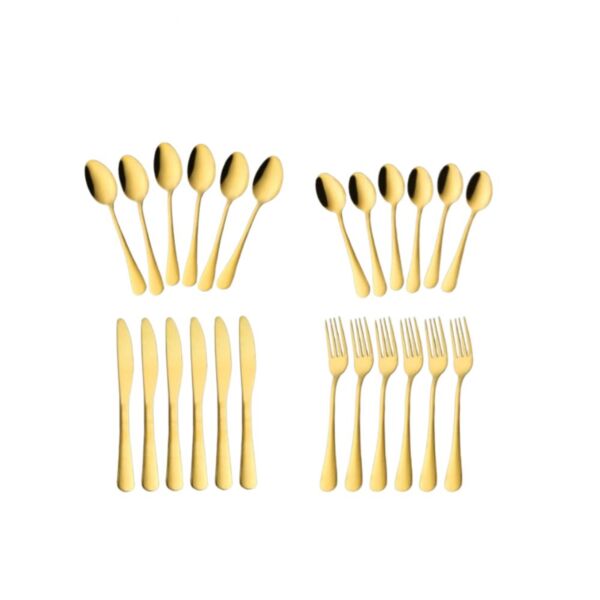 طقم أدوات مائدة من الفولاذ المقاوم للصدأ 24 قطعة - ذهبي
