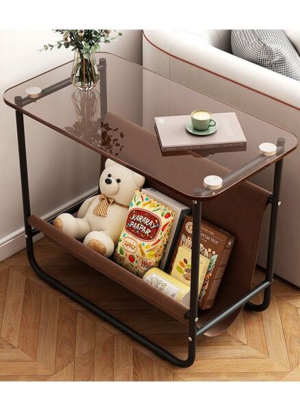 طاولة جانبية زجاجية ماشكا - بني