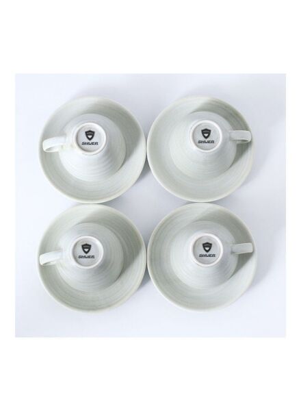 طقم فنجان قهوة مع صحون سيراميك كيلن - اخضر فاتح