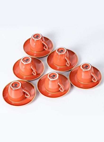 طقم فنجان وصحون قهوة ايلين - برتقالي