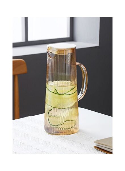 ابريق زجاجي تصميم مخطط بطابع أوروبي - بني