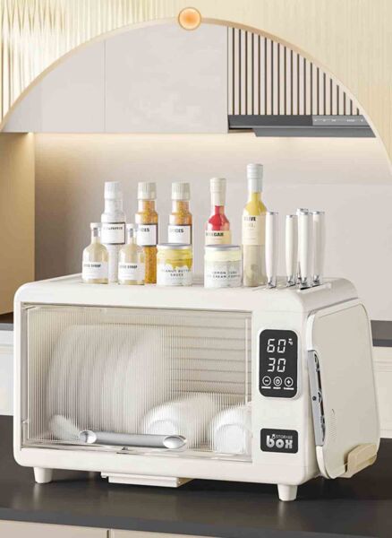 خزانة تخزين الأطباق متعددة الوظائف للمطبخ من شاربدو - ابيض