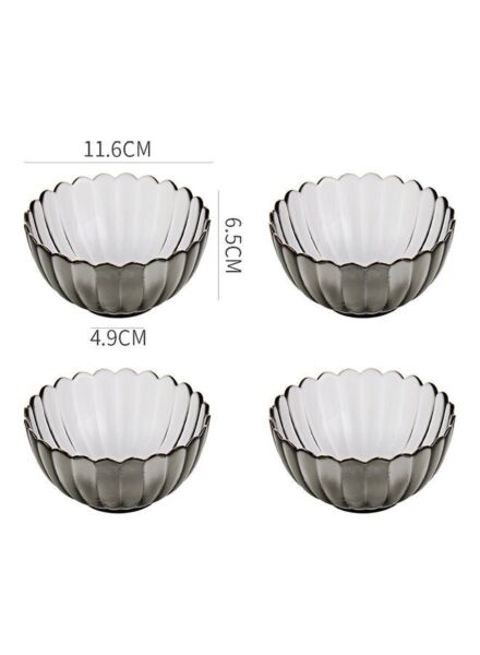 طقم صحون زجاجية 4 قطع - رمادي