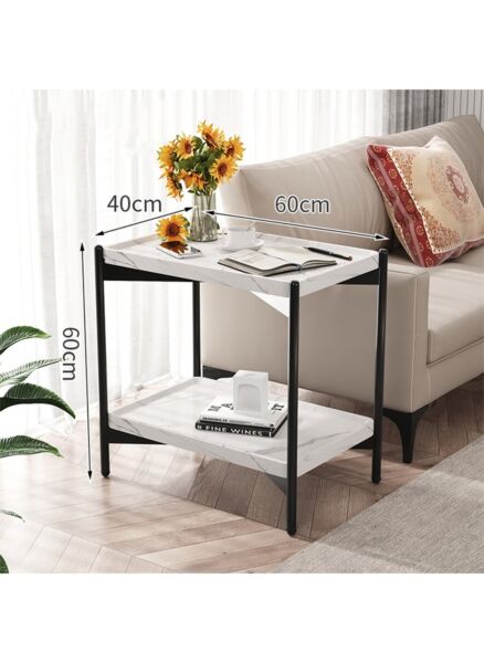 طاولة جانبية مربعة مزدوجة الطبقات