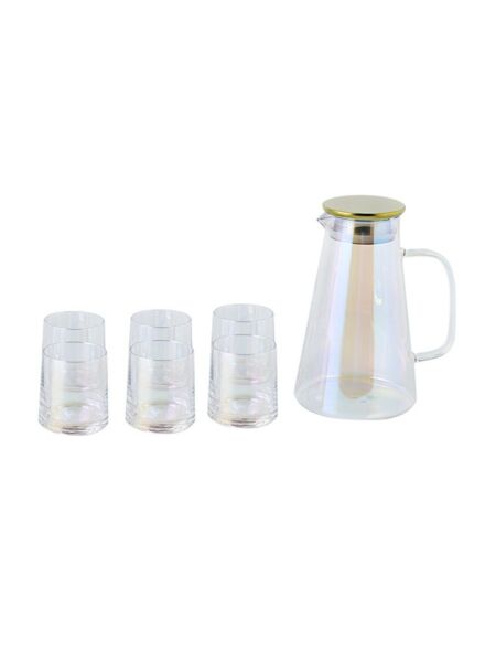 طقم ابريق 7 قطع زجاج مولتو - متعدد الألوان
