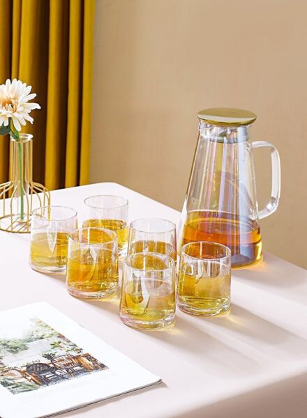 طقم ابريق 7 قطع زجاج مولتو - متعدد الألوان