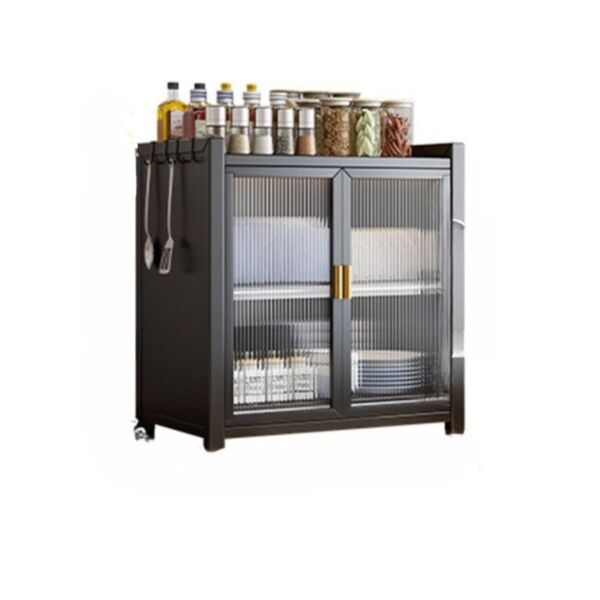 وحدة تخزين وتنظيم طبقتين مع 4 خطافات تخزين من شاربدو - اسود