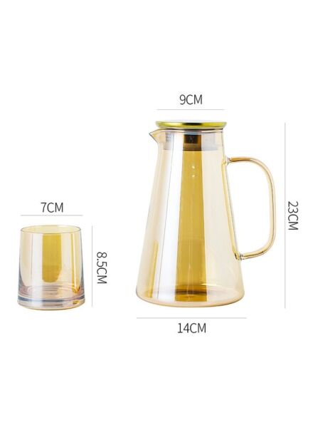 طقم ابريق وكاسات زجاج 7 قطع جانيت - بني