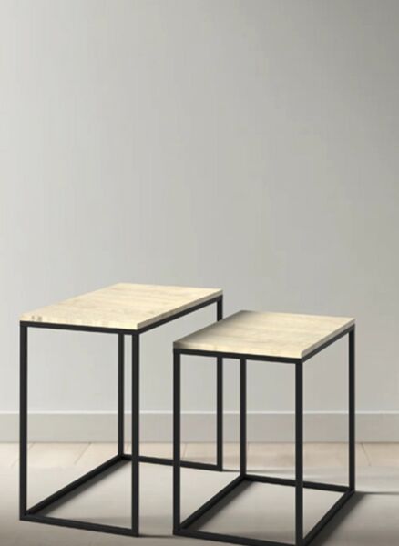 طقم طاولة جانبية قطعتين بانا - بيج