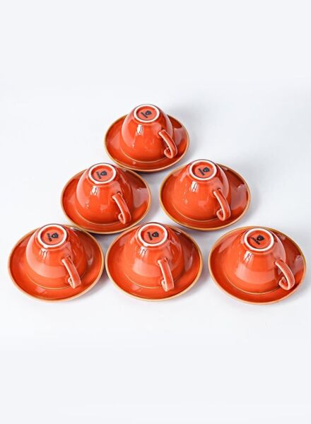 طقم فنجان وصحون قهوة 12 قطعة نيلاي - برتقالي